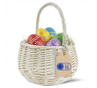 Creative Home Petit Panier de Pâques en Osier Blanc | 16 x 16 x 20 cm (+/- 2 cm) | Panier avec anse | Tissé à la main | Panier cadeau | Panier fruits