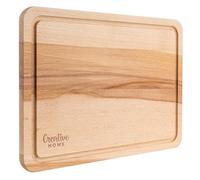 Creative Home Planche a Decouper Bois | 30,5 x 22,5 (+/- 1 cm) | Planche à Découper pour la Cuisine | avec Rainure pour le Jus | Bois de Hêtre Naturel | Double Face