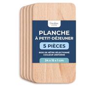 Creative Home Planche à découper en bois de hêtre, lot de 5 pièces | Planche à découper réversible pour pain, viande, légumes et apéritifs, planche à découper et plateau de service, bois naturel
