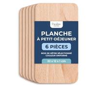Creative Home Planche à découper en bois de hêtre, lot de 6 pièces | Planche à découper réversible pour pain, viande, légumes et apéritifs, planche à découper et plateau de service, bois naturel