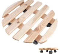 Creative Home Porte Plante À Roulettes Bois Diamètre 35 cm - Robuste 80 kg