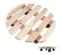 Creative Home Porte Plante a roulettes en Bois Massif | Diamètre 35 cm