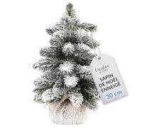 Creative Home Sapin de Noël Artificiel Enneigé 30 cm | Effet Neige | Branches Blanches Floquées | Décoration de Noël pour Table, Rebord de Fenêtre, Bureau | Intérieur, Extérieur | Decoration Noel