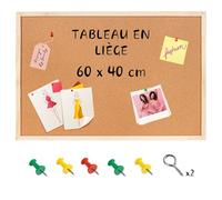 Creative Home Tableau d'affichage en liège avec 5 punaises 60 x 40 cm - Fabriqué en UE - Idéal pour le bureau, l'école, la chambre et la maison