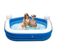 Creative Kids Piscine Familiale Gonflable Pentagonale - 2 Chaises Longues - 213 x 206 x 60 CM - Porte-Boissons - Repose-Tête