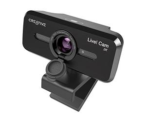 Creative Live! Cam Sync V3 2K QHD USB Webcam with 4X Digital Zoom (4 Zoom Modes from Wide Angle to Narrow Portrait View), Privacy Lens, 2 Mics, for PC and Mac…