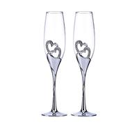 Creative Lot de flûtes à champagne Motif cœur pour mariage et fiançailles Argenté