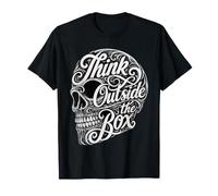 Creative Mindset Think Outside The Box Skull Typographie T-Shirt