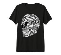 Creative Mindset Think Outside The Box Skull Typographie T-Shirt Haut de Gamme
