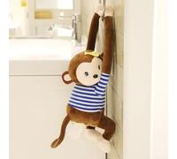 Creative Monkey Boîte à mouchoirs à suspendre pour voiture et maison - Accessoire d'intérieur de style tiroir mignon, coton PP, longueur totale de 52 cm, bleu ou rose (bleu)