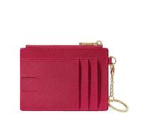 Creative Monogramm Multi Card Slots Women's Simple Mini Bag Storage Portable Cute Keychain Coin Holder Wallet(Red)
