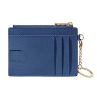 Creative Monogramm Multi Card Slots Women's Simple Mini Bag Storage Portable Cute Keychain Coin Holder Wallet(Deep Bule)