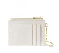 Creative Monogramm Multi Card Slots Women's Simple Mini Bag Storage Portable Cute Keychain Coin Holder Wallet(White)