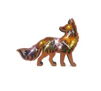 Creative North American forest animal home decoration wooden fox ornaments with lights
