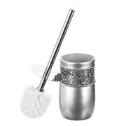 Creative Parfums de Salle de Bain Brosse de WC - Nickel brossé Collection, Bonne Prise en Main Bol Brosse WC et Support, Objet de décoration Design Compact Bol à récurer (Silver)