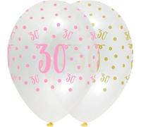 Creative Party - Ballons, latex, 30e anniversaire pack de 6 SG27850 (taille unique) (Transparent/Rose)