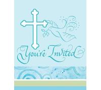Creative Party - Croix - Invitations "Faithful Dove" pack de 8 - Papier SG25563 (taille unique) (Bleu/Vert)