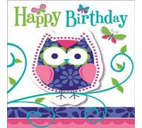 Creative Party - Hibou - Invitations, Joyeux Anniversaire pack de 8 - Papier SG24856 (taille unique) (Coloré)