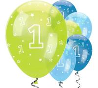 Creative Party - Imprimé intégral - Ballons "One Is Fun", latex 6 pcs SG26081 (taille unique) (Bleu/Vert)