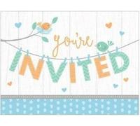 Creative Party - Invitations "Hello Baby Boy" pack de 8 - carton SG30153 (taille unique) (Blanc/Bleu/Orange)