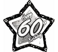Creative Party Joyeux 60e anniversaire noir/argent étoile ballon SG10583 (46cm) (noir/argent)