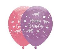 Creative Party Lot de 6 ballons licorne « Happy Birthday » - Violet et rose - Ballons d'anniversaire pour filles et garçons - Ballons de fête d'anniversaire - Fournitures de fête d'anniversaire -