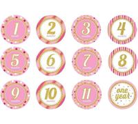 Creative Party - Paillettes - Autocollants "Decor Milestone Monthly" Pack de 12 - Papier SG27080 (Taille unique) (Rose/Or/Blanc)