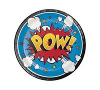Creative Party PC324836 Lot de 8 assiettes rondes en carton avec slogan comique, 17,8 cm, noir