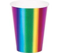 Creative Party PC335536 Lot de 8 gobelets en papier métallisé arc-en-ciel 255 ml