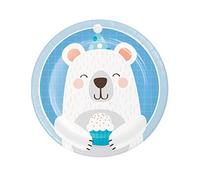 Creative Party PC336058 Lot de 8 assiettes en papier Motif ours Bleu Multicolore