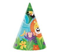 Creative Party PC340108 Lot de 8 chapeaux de fête en papier Motif safari jungle