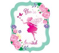 Creative Party PC340145 Lot de 8 invitations Motif fée florale Multicolore 11,4 x 15,2 cm