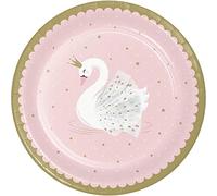 8 assiettes carton 23 cm cygne tendance - creative party pc343834 Rose
