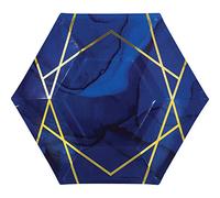 Creative Party PC343979 Lot de 8 assiettes à dessert en carton Bleu et doré