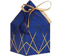 Creative Party PC344489 Lot de 8 boîtes à dragées dorées avec ruban, papier, bleu marine