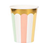 Creative Party PC346323 Lot de 8 gobelets en papier pastel et doré