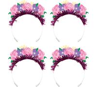 Creative Party - Tiare pour le thé "Fairy", Floral 4er-Pack SG31722 (Taille unique) (Violet/Rose/Jaune)