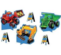 Creative Party - Tracteurs - Centre de table pour fêtes "Under Construction", Anniversaire Pack de 6 - Papier SG31784 (Taille unique) (Rouge/Vert/Jaune)