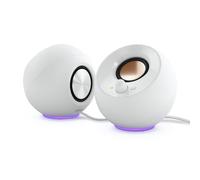 Creative Pebble SE Minimalist 2.0 Haut-parleurs PC alimentés par USB-C avec éclairage RVB, entrée auxiliaire de 3,5 mm, puissance RMS jusqu'à 4,4 W pour ordinateurs et ordinateurs portables (blanc)