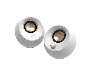 CREATIVE Pebble V3 Haut-Parleurs de Bureau Minimalistes 2.0 Avec Audio USB-C, Amélioration Des Dialogues Clairs, Bluetooth 5.0, 8 W RMS, Puissance de Crête 16 W, Convertisseur USB-A Inclus