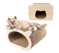 Creative Pets Griffoir pour Chat 37 x 36 x 23 cm + Maison en Carton | Grattoir Chat Renforcé avec du Contreplaqué | Grand Carton à Gratter pour Chats | Protège Meubles