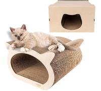 Creative Pets Griffoir pour Chat 37 x 36 x 23 cm + Maison en Carton | Grattoir Chat Renforcé avec du Contreplaqué | Protège Meubles