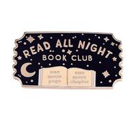 Creative Pin Reading Brooch Read All Night Badge Bookworm Accessory Metal Texture Suitable for Book Club Members Present Fashion Badge