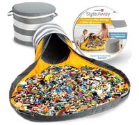 Creative Qt - Organisateur de rangement coulissant pour jouets et tapis de jeu pour enfants - Coffre à jouets pour garçons - Rangement de salle de jeux - Porte-jouets pour chambres - Rayure grise