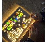 Creative Rewritable Acrylic LED Message Board, Led Writing Board for Kids, Led Note Board with Colors for Kids, Creative Rewritable Acrylic Message Board Come with 7 Pens (7.9x7.9in/20 * 20cm)