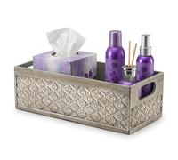 Creative Scents Boîte décorative de salle de bain - Panier de rangement pour papier toilette - Organiseur de rangement décoratif pour évier de salle de bain - Aspect gris argenté moderne (Dublin)