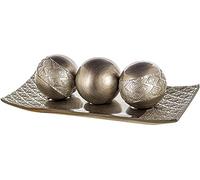 Creative Scents Dublin Ensemble Plateau décoratif et Boules orbes - Centre de Table avec Boules pour Table de Salle à Manger, kit de sphères décorées rustiques pour Table Basse de Salon, boîte Cadeau