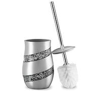 Creative Scents Silver Mosaic Toilet Brush and Holder Set - Toilet Bowl Brush and Holder, Sturdy Toilet Cleaner Brush with Stainless Steel Handle, Bathroom Toilet Scrubber Brush with Decorative Holder