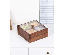 Creative Solid Wood Dried Fruit Box with Lid Double-layer Living Room Household High-end Candy Snacks Divided Grid Nut Tray Storage Box