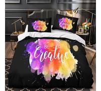 Creative Splash Parure de Lit 3D Imprimé Microfibre Résistante 3 Pièces Éclair Ultra Douce Vibrant Watercolor Housse de Couette Super Douce Entretien Facile for Hommes Enfants Single（140x200cm）